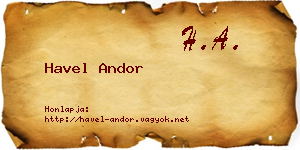 Havel Andor névjegykártya